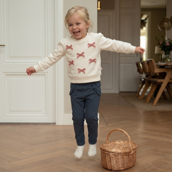 Dirkje meisjes joggingbroek donkerblauw ruches