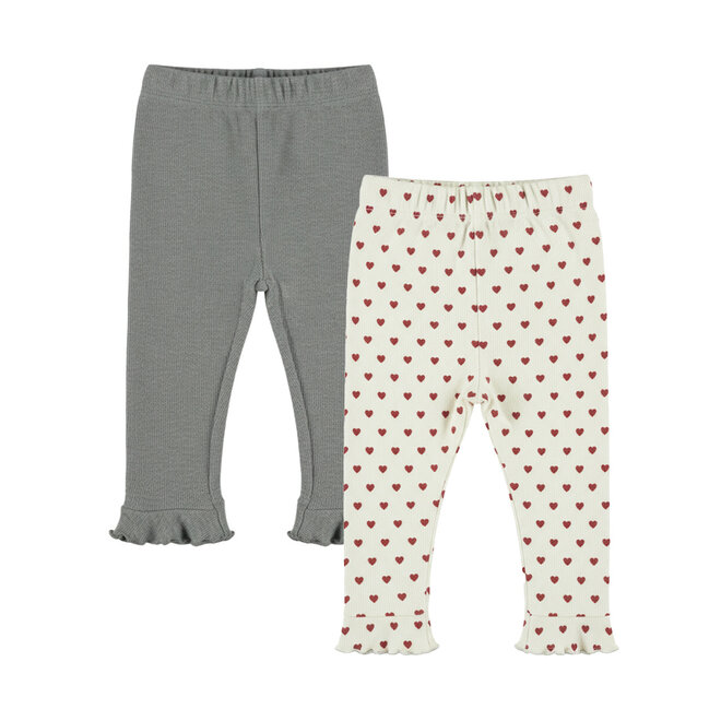 Dirkje meisjes set leggings grijs off white hartjes