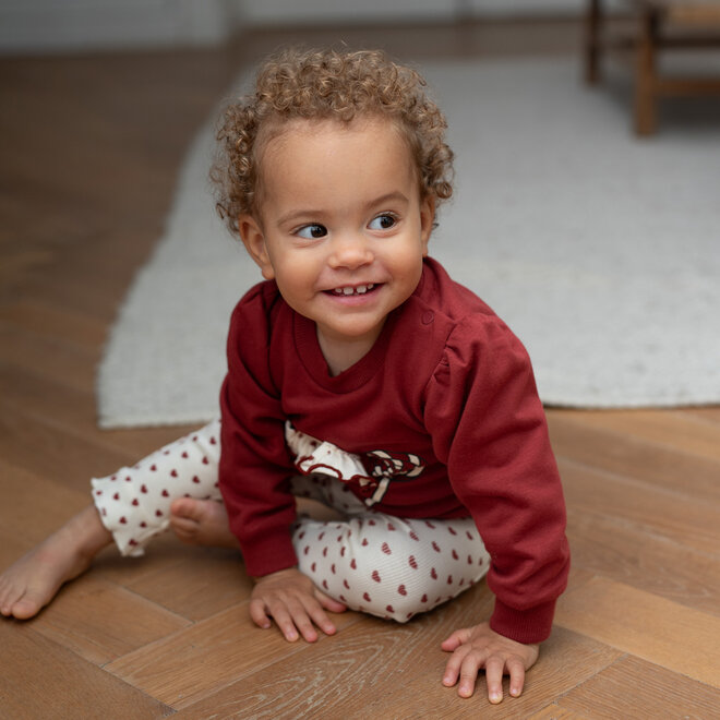 Dirkje girls’ set: leggings, grey, off-white, hearts