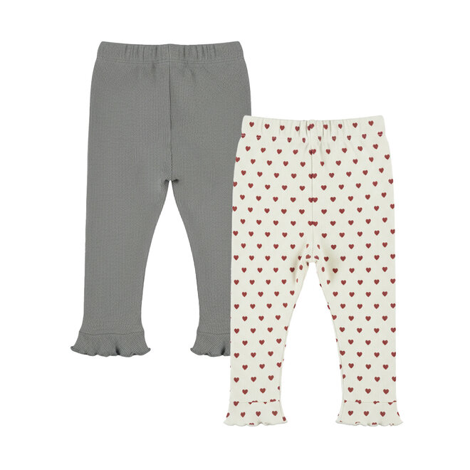 Dirkje girls’ set: leggings, grey, off-white, hearts