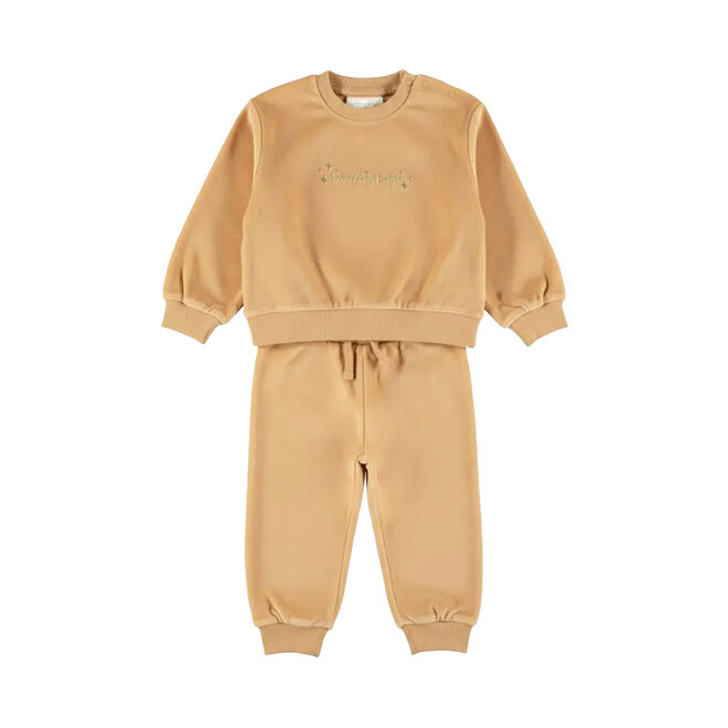 Dirkje meisjes set trui joggingbroek okergeel velours