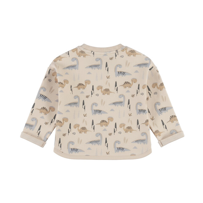 Dirkje boys’ jumper: beige with dinosaur pocket