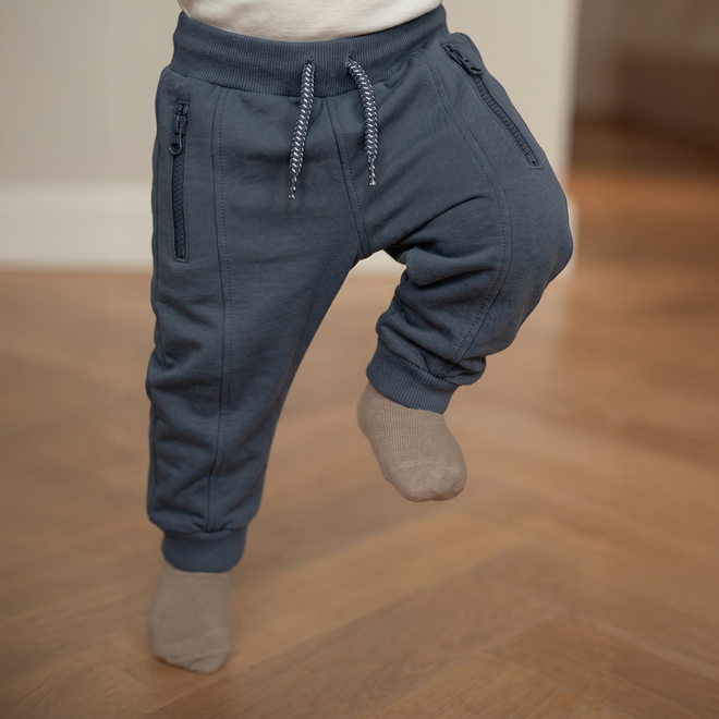 Dirkje boys’ jogging bottoms, blue-grey, zip