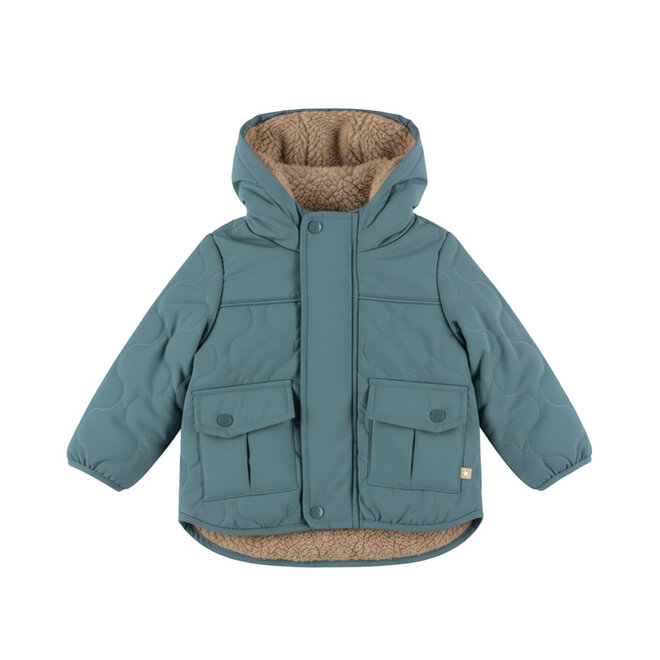 Dirkje jongens winterjas blauw teddy waterafstotend
