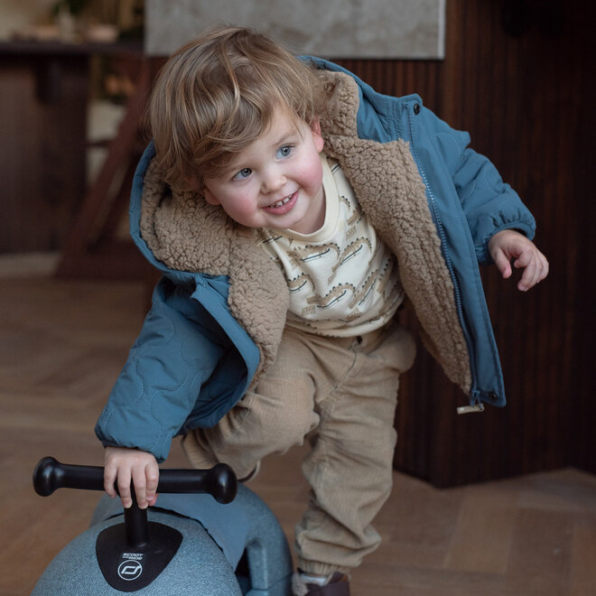 Dirkje boys’ winter coat, blue, teddy, water-repellent