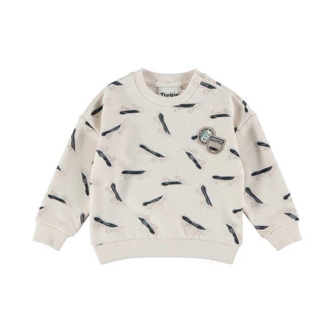 Dirkje boys’ jumper, off-white, skateboard