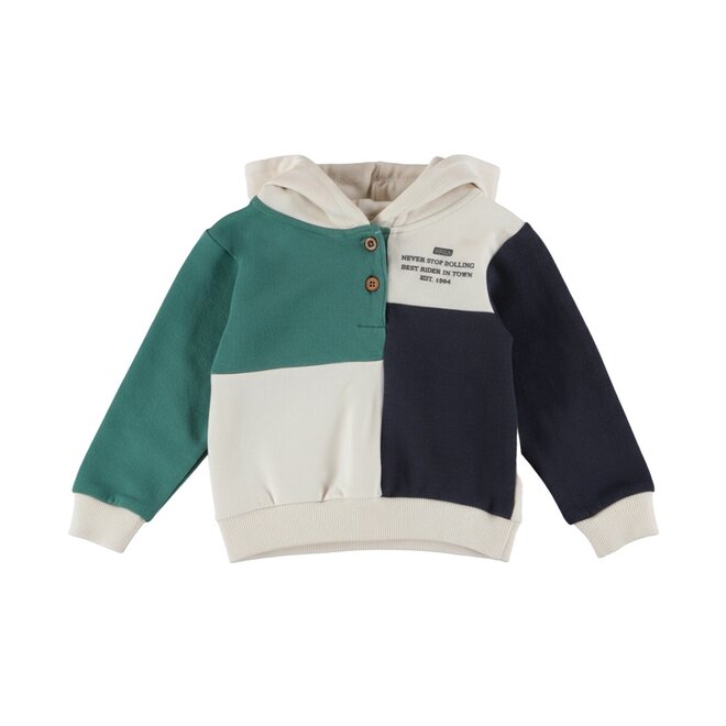 Dirkje boys’ hoodie, off-white, green, dark blue