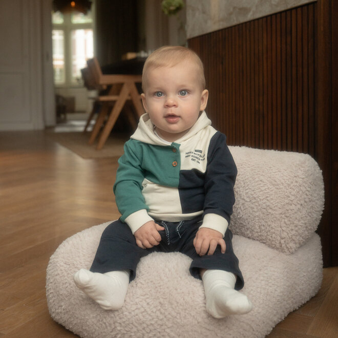 Dirkje boys’ hoodie, off-white, green, dark blue