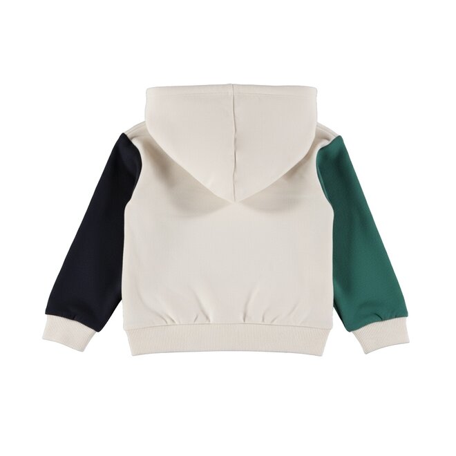 Dirkje jongens hoodie off white groen donkerblauw