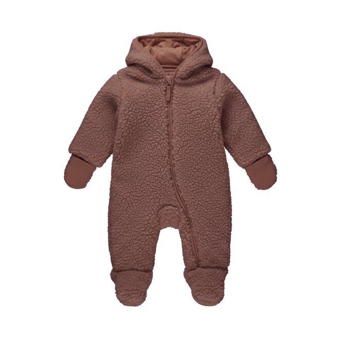 Dirkje girls’ baby teddy snowsuit, old pink, hood