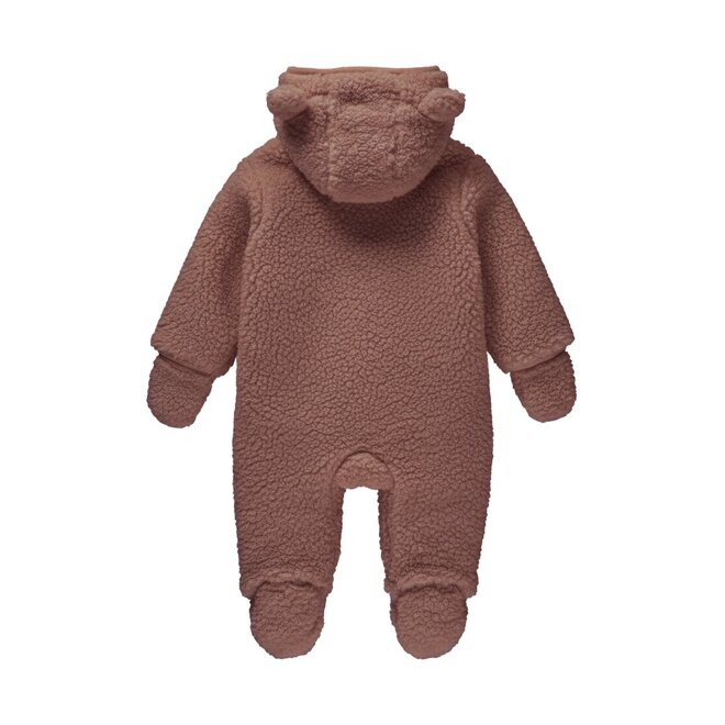 Dirkje girls’ baby teddy snowsuit, old pink, hood