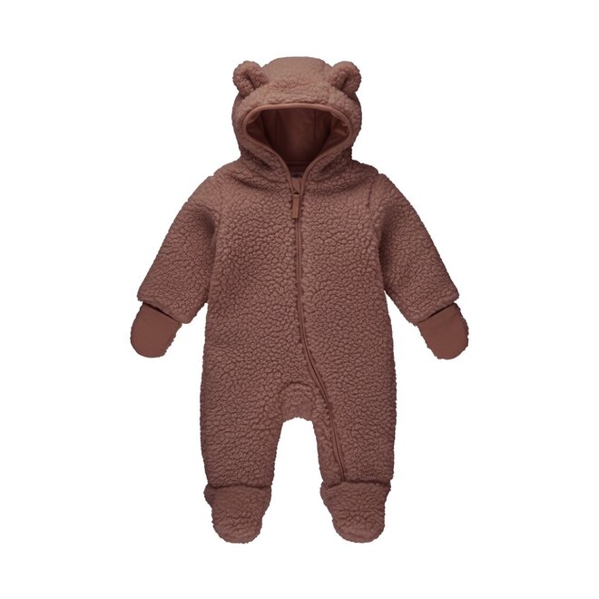 Dirkje girls’ baby teddy snowsuit, old pink, hood