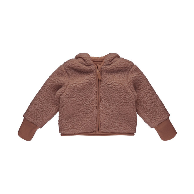 Dirkje girls’ teddy jacket, old pink, hood
