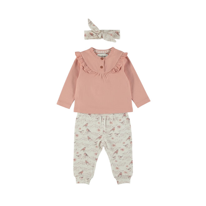 Dirkje Mädchen-Set, hellrosa Langarmshirt und Hose, mit Haarband