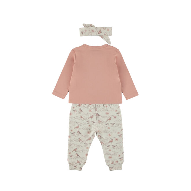 Dirkje Mädchen-Set, hellrosa Langarmshirt und Hose, mit Haarband
