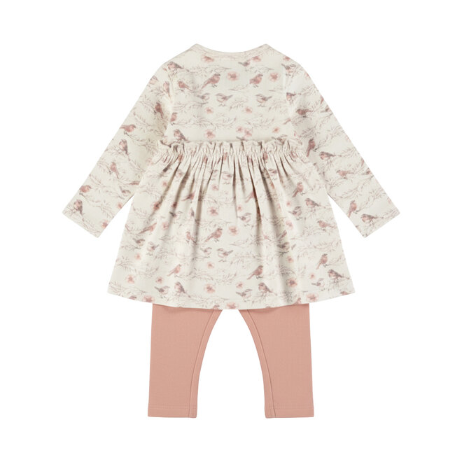 Dirkje meisjes set wit jurk legging vogels