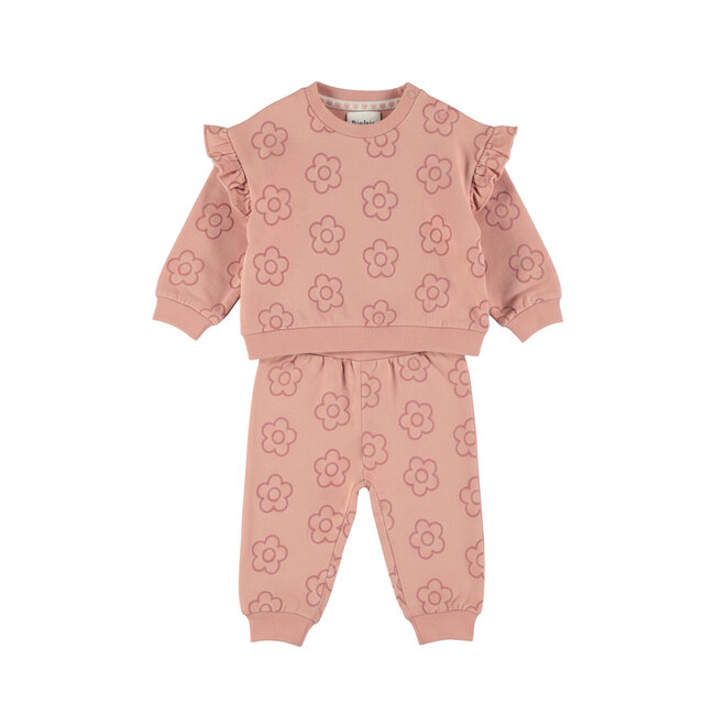 Dirkje meisjes set lichtroze sweater joggingbroek bloemen