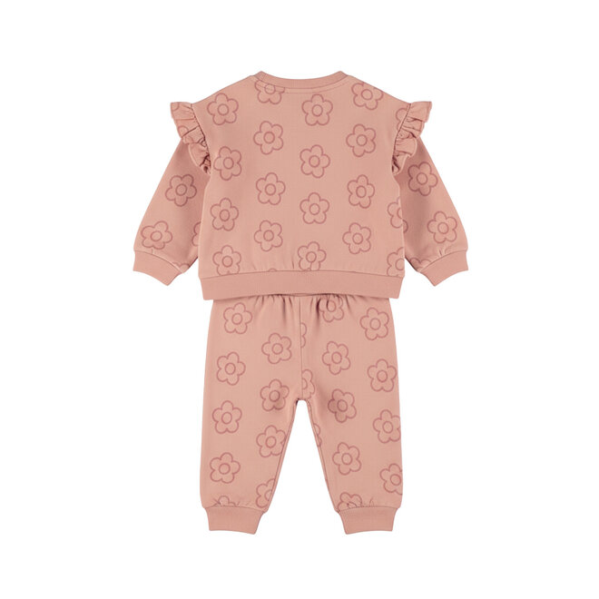Dirkje meisjes set lichtroze sweater joggingbroek bloemen