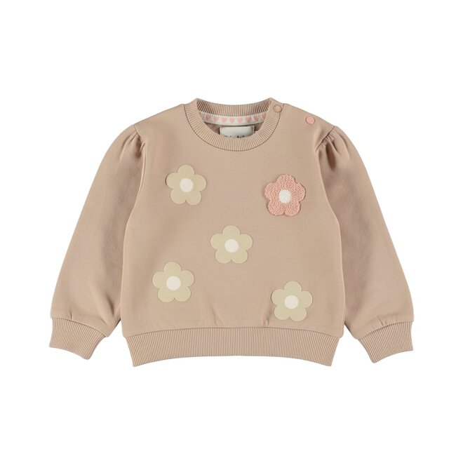 Dirkje meisjes sweater taupe bloemen
