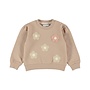Dirkje Mädchen-Pullover taupe mit Blumenmuster