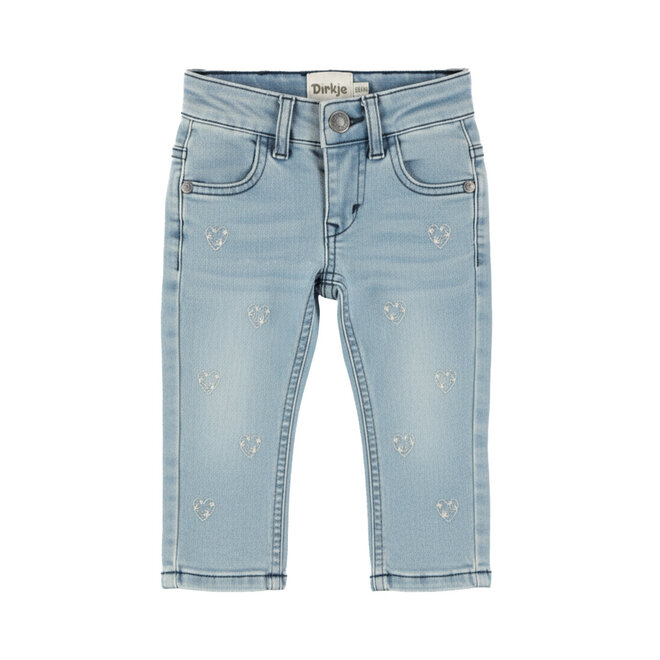 Dirkje meisjes jeans tapered fit blauw hartjes