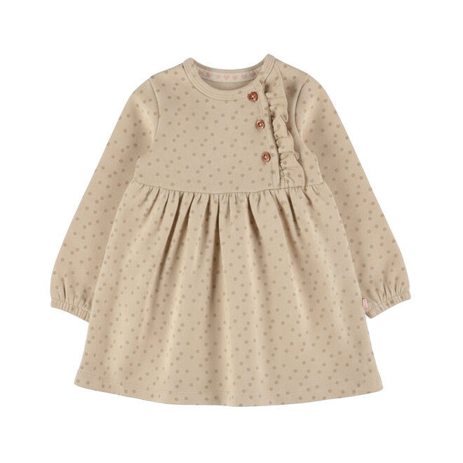 Dirkje Mädchen-Kleid beige mit Punkten und Rüschen