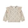 Dirkje girls’ long-sleeved top, white, floral, ruffles