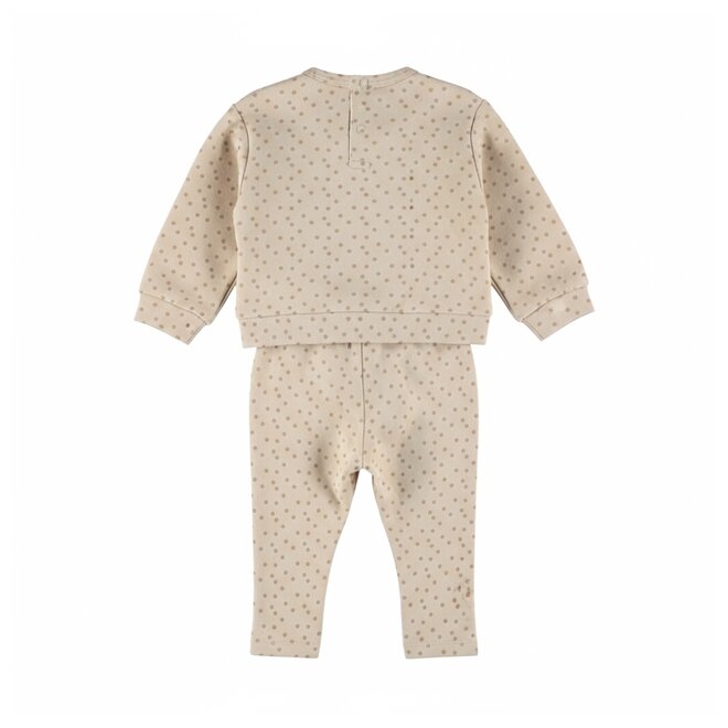 Dirkje meisjes set beige sweater broek stipjes