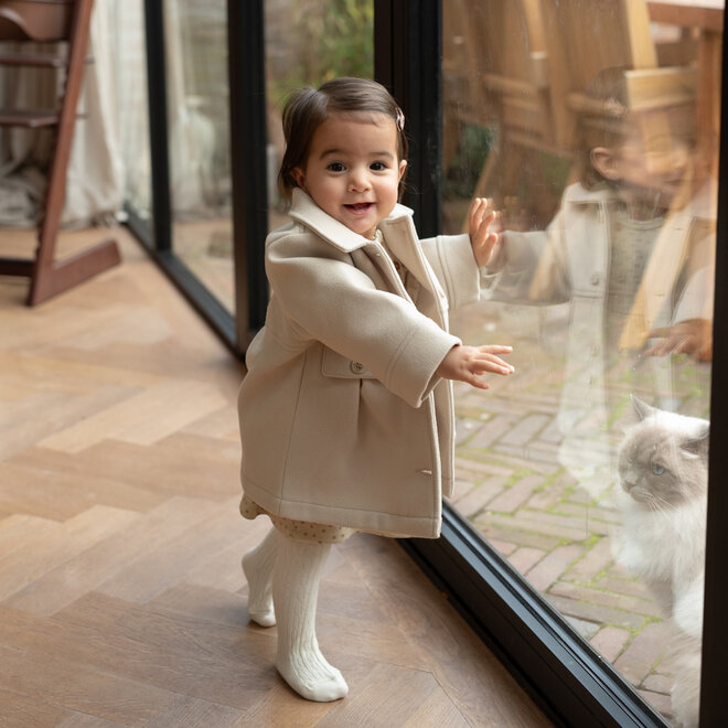 Dirkje girls’ winter coat, beige with buttons