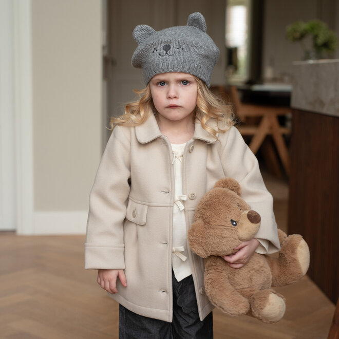 Dirkje girls’ winter coat, beige with buttons
