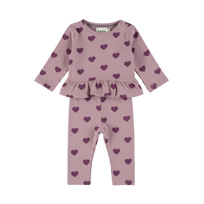 Dirkje meisjes set paars sweater broek hartjes