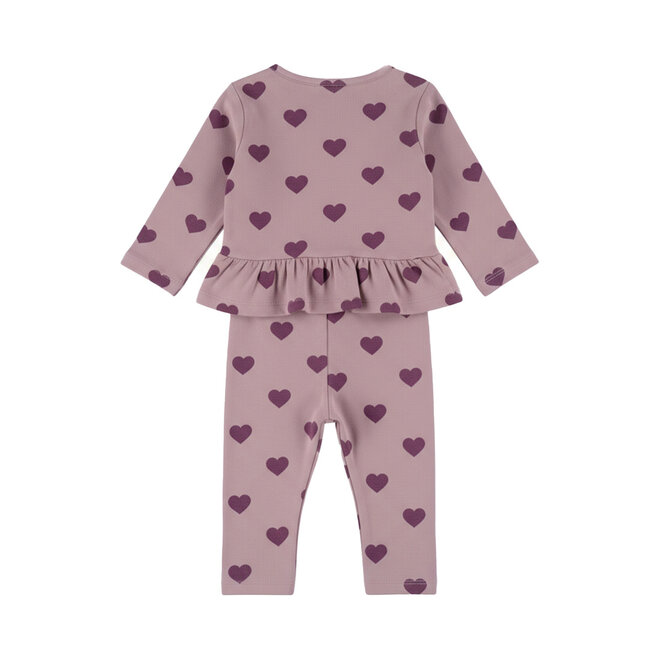 Dirkje meisjes set paars sweater broek hartjes