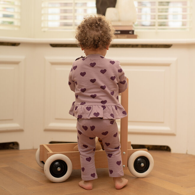Dirkje meisjes set paars sweater broek hartjes
