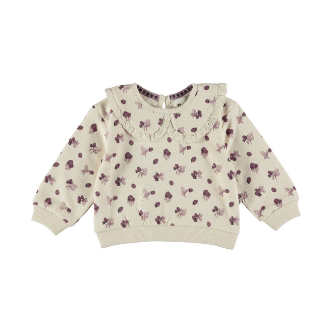 Dirkje girls’ jumper: beige, collar, berries