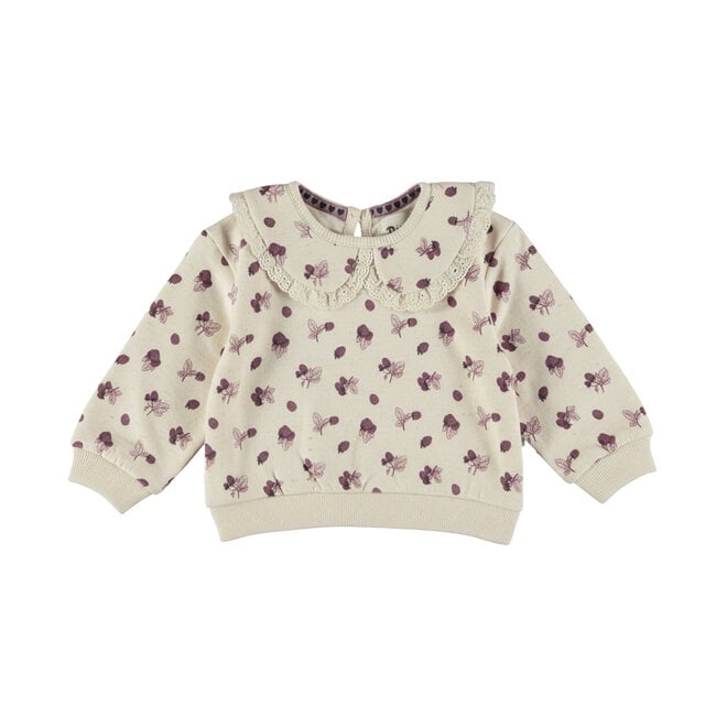 Dirkje meisjes sweater beige kraagje besjes