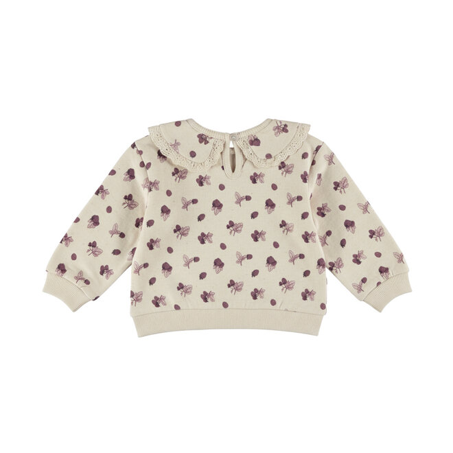 Dirkje girls’ jumper: beige, collar, berries