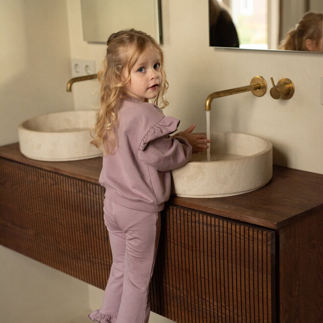 Dirkje Mädchenhose, lila, ausgestellt, mit Rüschen