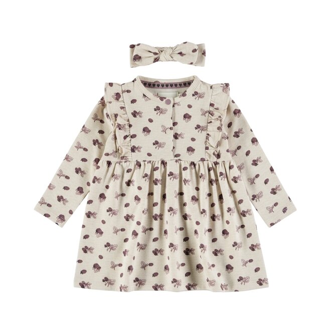 Dirkje Mädchen-Set: weißes Kleid, Haarband mit Beeren