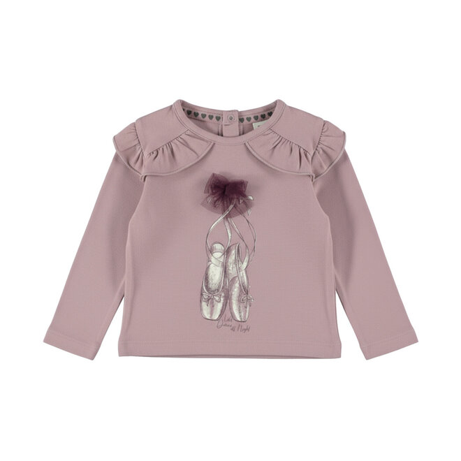 Dirkje meisjes longsleeve paars balletschoenen