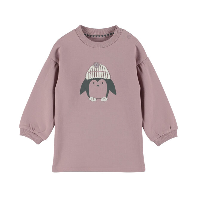 Dirkje meisjes sweaterjurk paars pinguïn