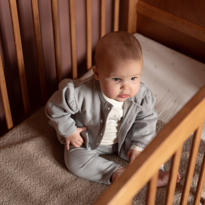 Dirkje girls’ set: grey cardigan, shirt and trousers