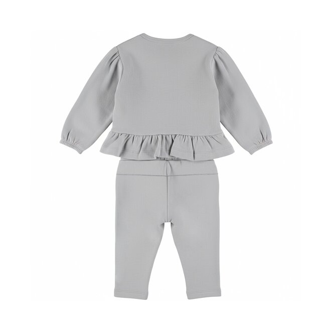Dirkje girls’ set: grey cardigan, shirt and trousers