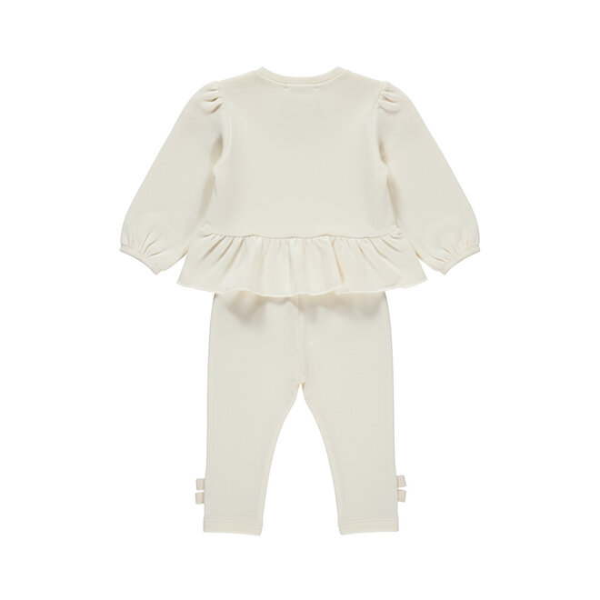 Dirkje Mädchen-Set, cremefarben, Pullover, Hose, Schleifen