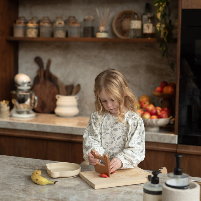 Dirkje meisjes jurk off white grijs bloemen ruffles
