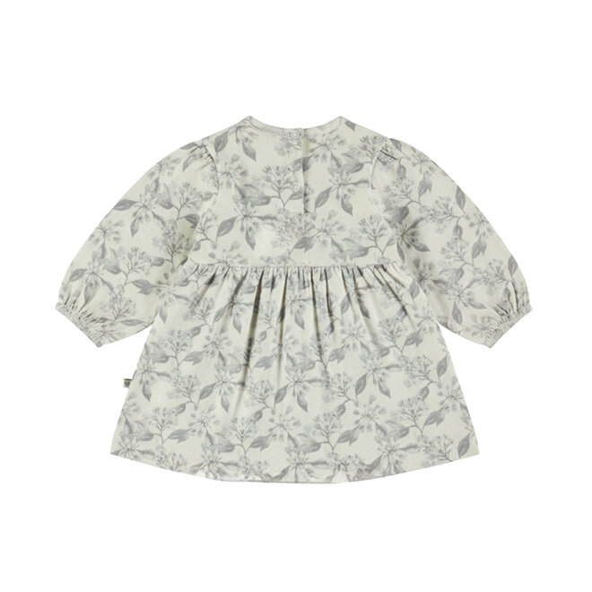 Dirkje meisjes jurk off white grijs bloemen ruffles