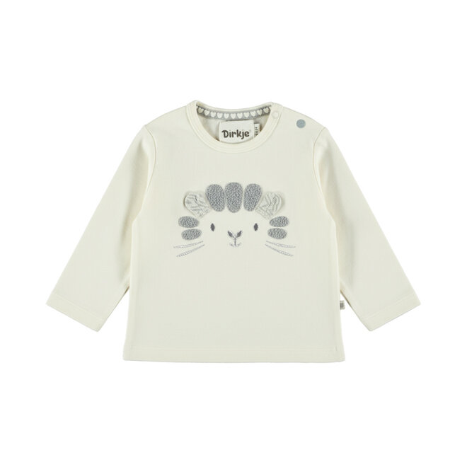 Dirkje meisjes longsleeve off white leeuw