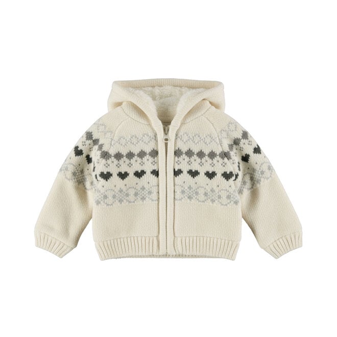 Dirkje Mädchen-Strickjacke, weiß, mit Mustern