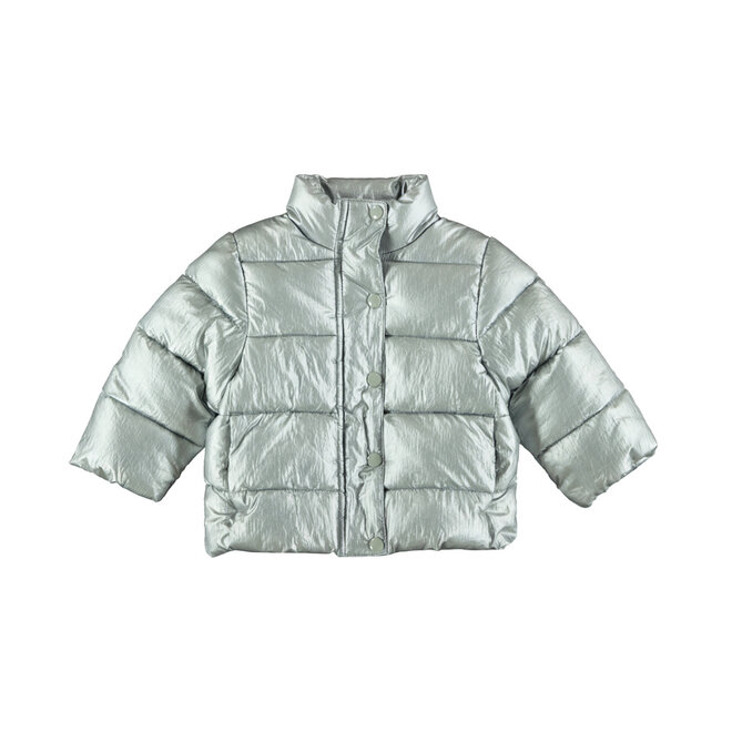 Dirkje meisjes winterjas grijs glanzend metallic waterafstotend