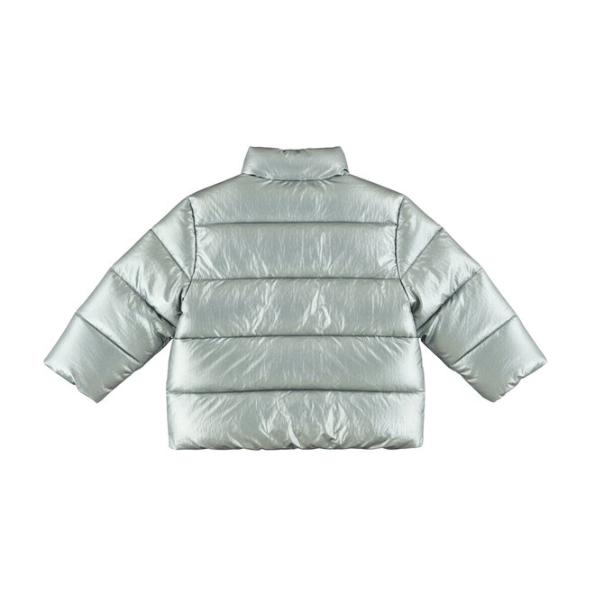 Dirkje meisjes winterjas grijs glanzend metallic waterafstotend