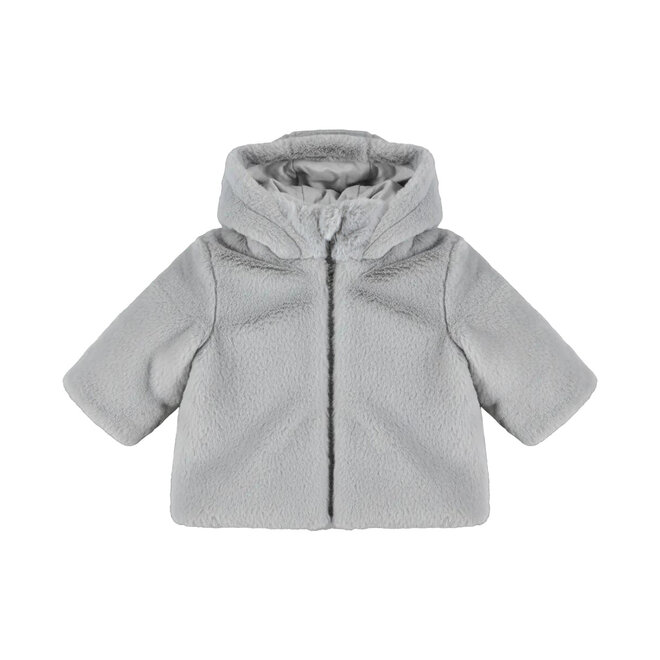 Dirkje Mädchen-Winterjacke, grau, Teddy, mit Kapuze